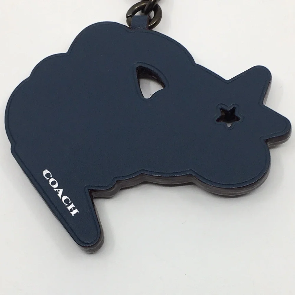 NWT Coach Style 24333 Cloud and Stars Leather and Sequined Key Bag Charm Denim - Picture 13 of 16